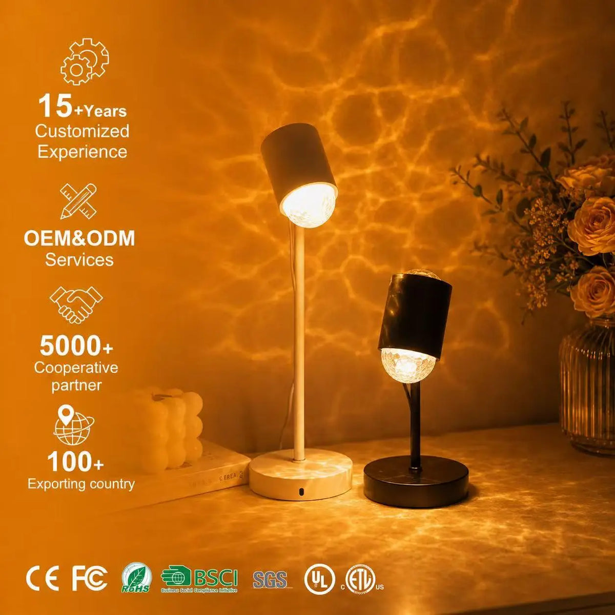 Double-Headed Sunset Water Ripple Lamp Dynamic Rotating Atmosphere Projection for Live