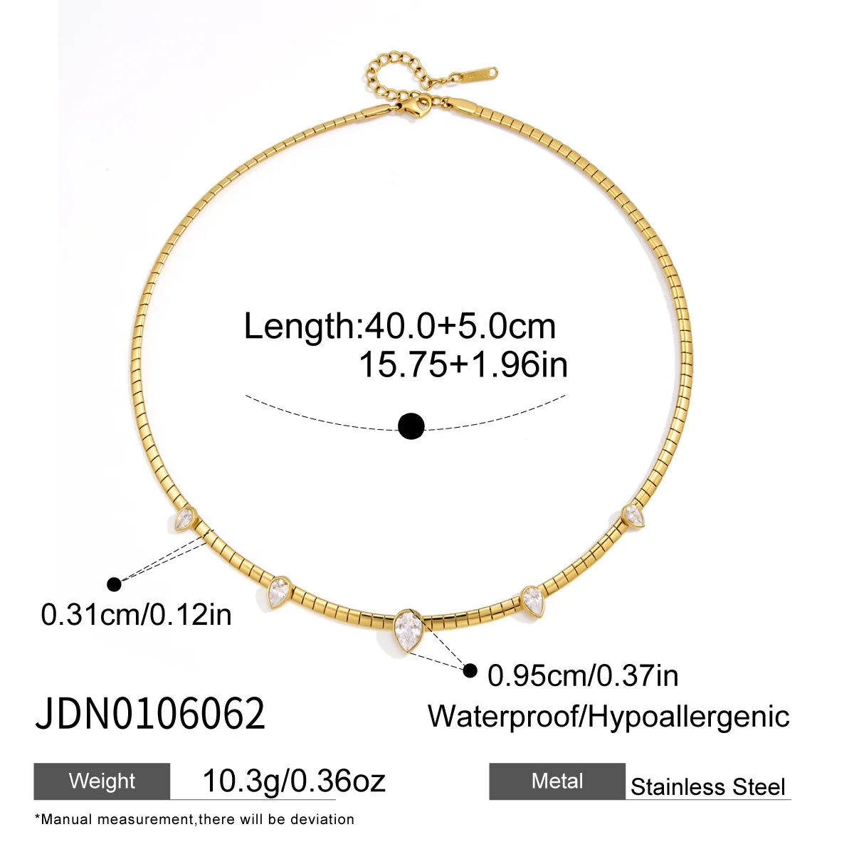 Women'S 18K Gold-Plated Stainless Steel Choker Necklace Sporty Light Luxury Elastic