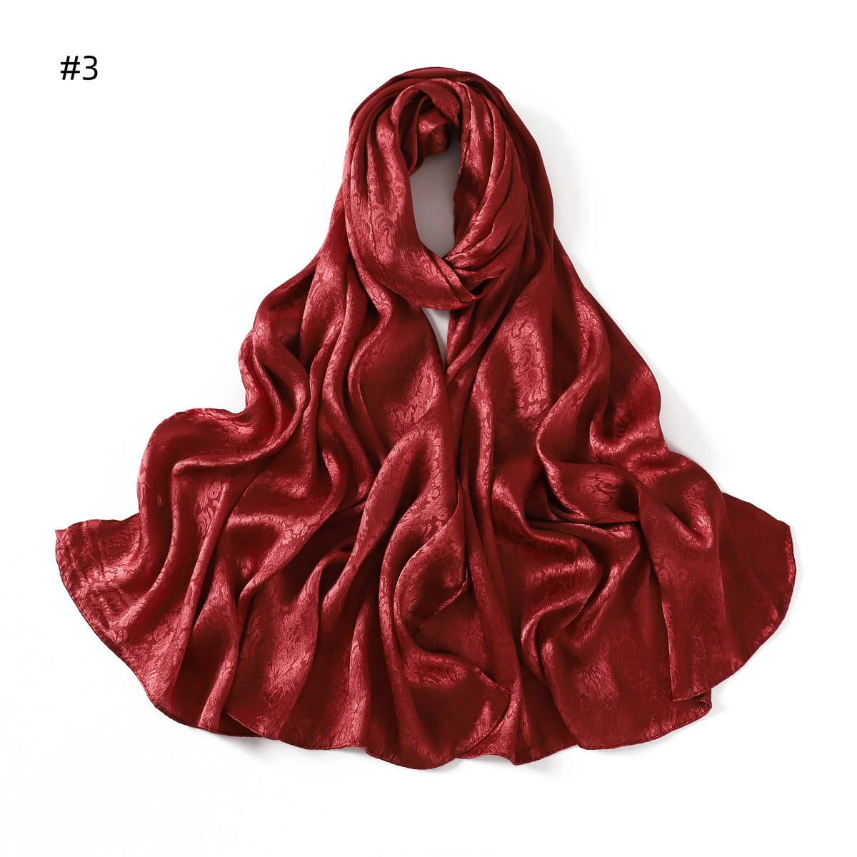 New Solid Color Satin Jacquard Long Scarf Breathable Soft Faux Silk