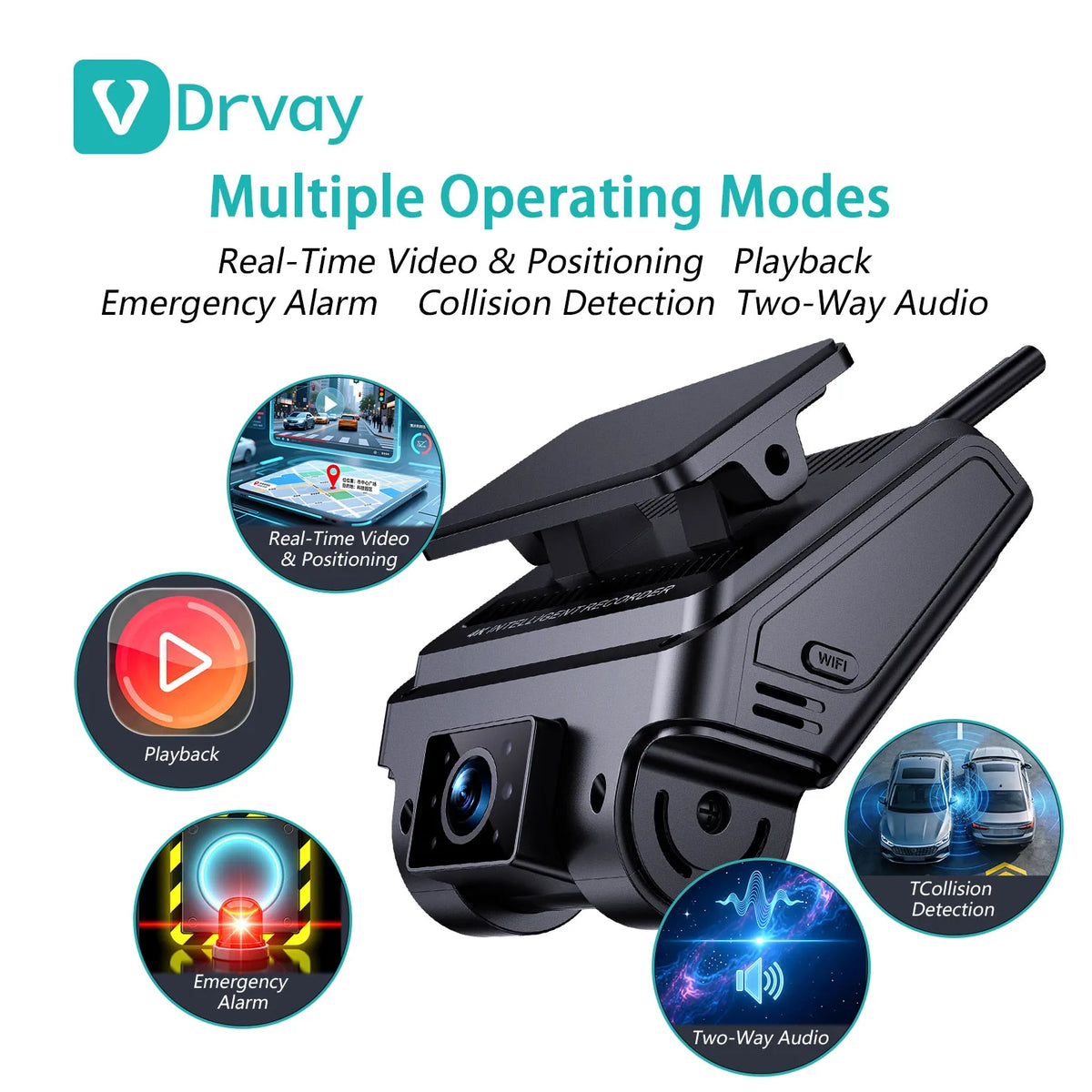 Daovay 4G 3 Way Camera Mirror Front and Rear Dash Cam for Car With Adas Fleet GPS