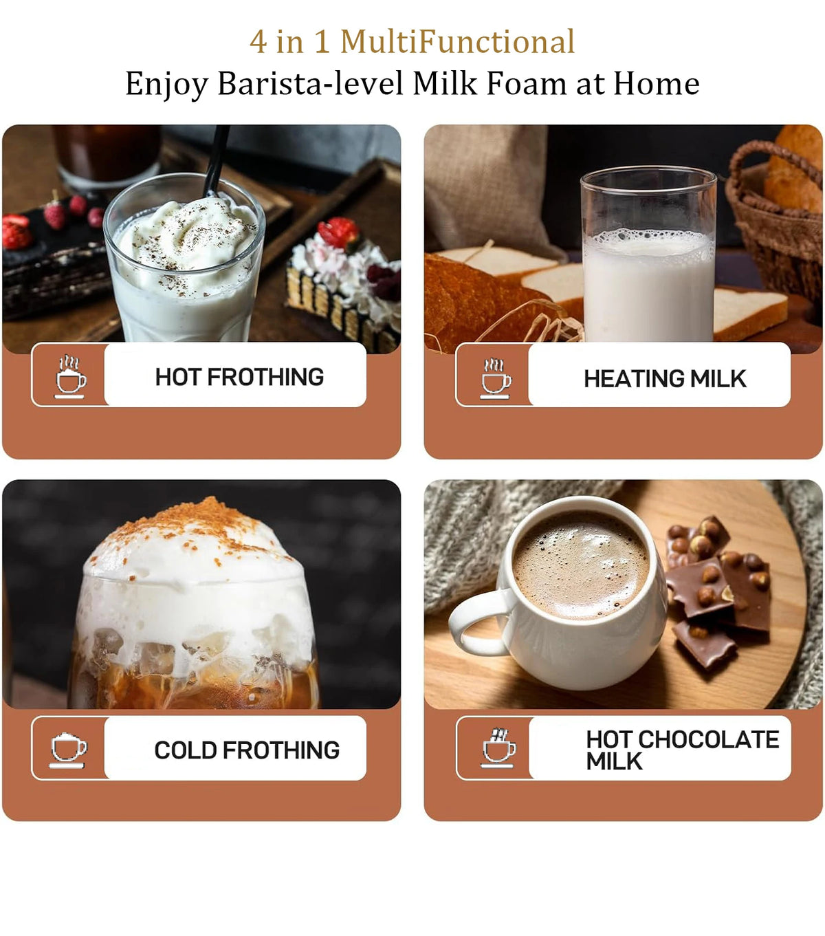 Automatic Household Electric Milk Frother for Coffee Maker Kitchen Appliance