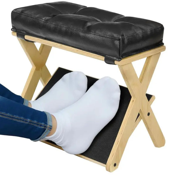 Custom Double Step Foot Rest for Under Desk At Work Wooden Footrest with Non-Slip EVA