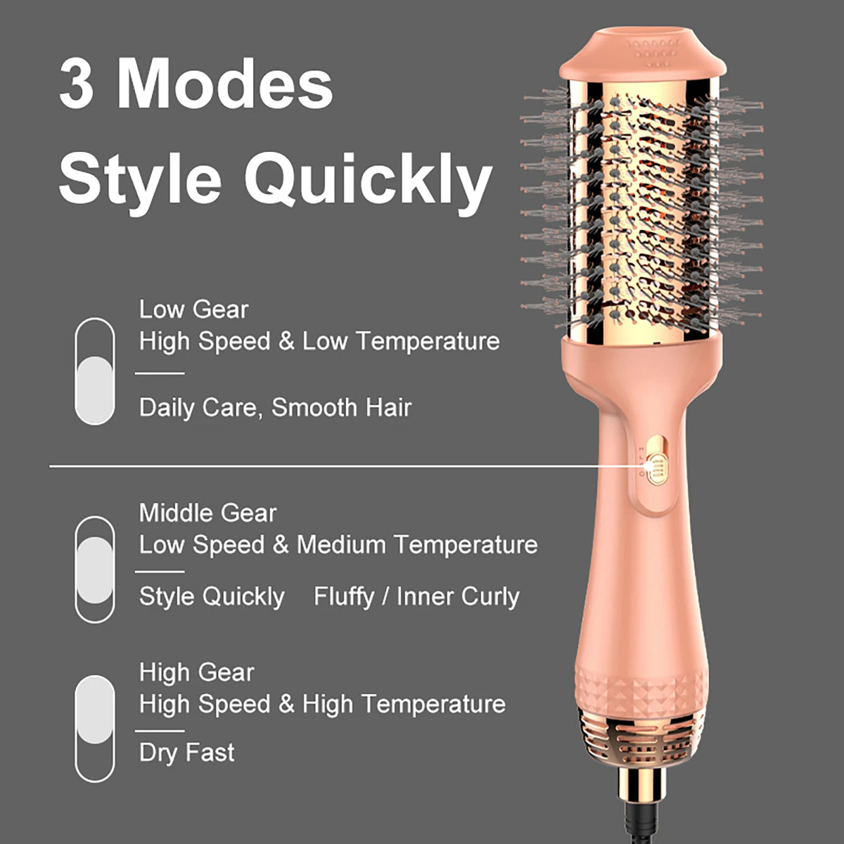 Professional Hot Ceramic 3 In 1 One Step Blow Hair Dryer Straightener And Styler Rotary