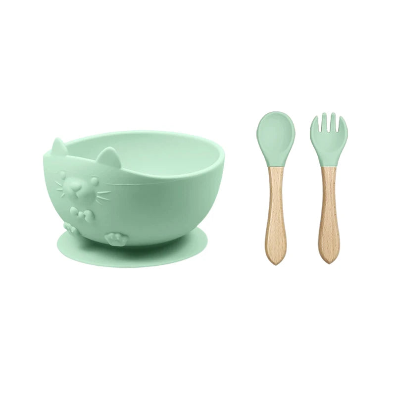 Food Grade Silicone Baby Feeding Set With Cup Bowl Plate Bib Spoon and Fork Easy Clean