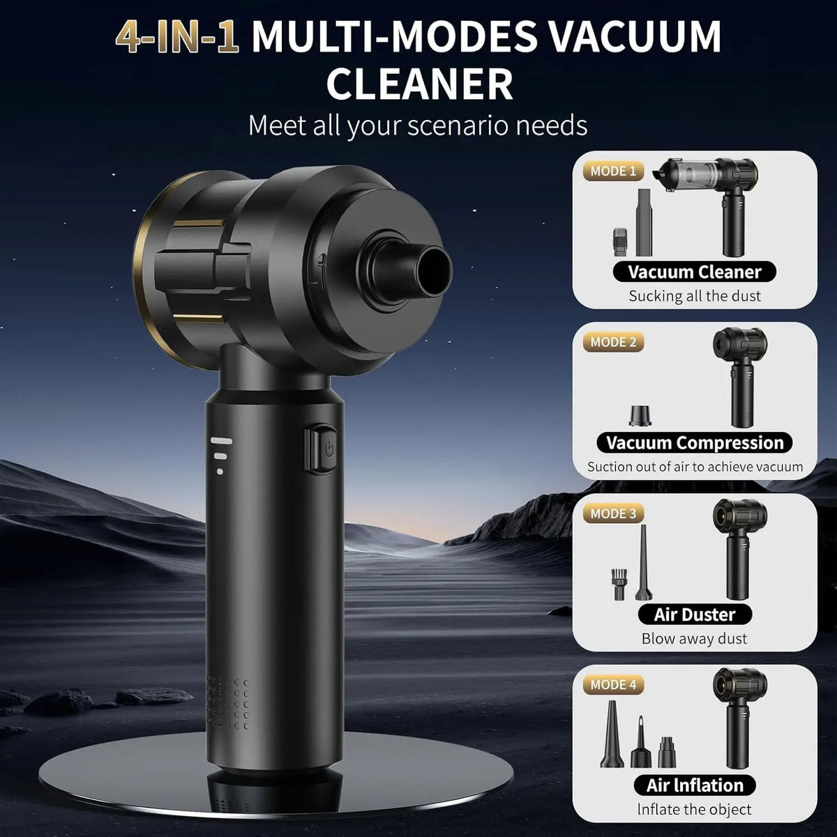 Handheld Car Vacuum Cleaner 16KPa Brushless Motor Cordless Air Duster Portable 6000mAh