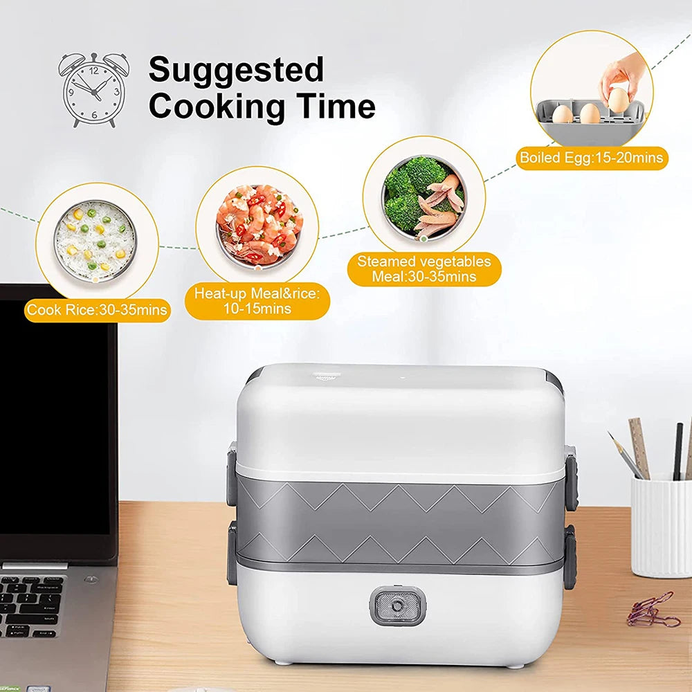 Electric Lunch Box Double Plug Stainless Steel Electric Heating Lunch Box Cold And Hot