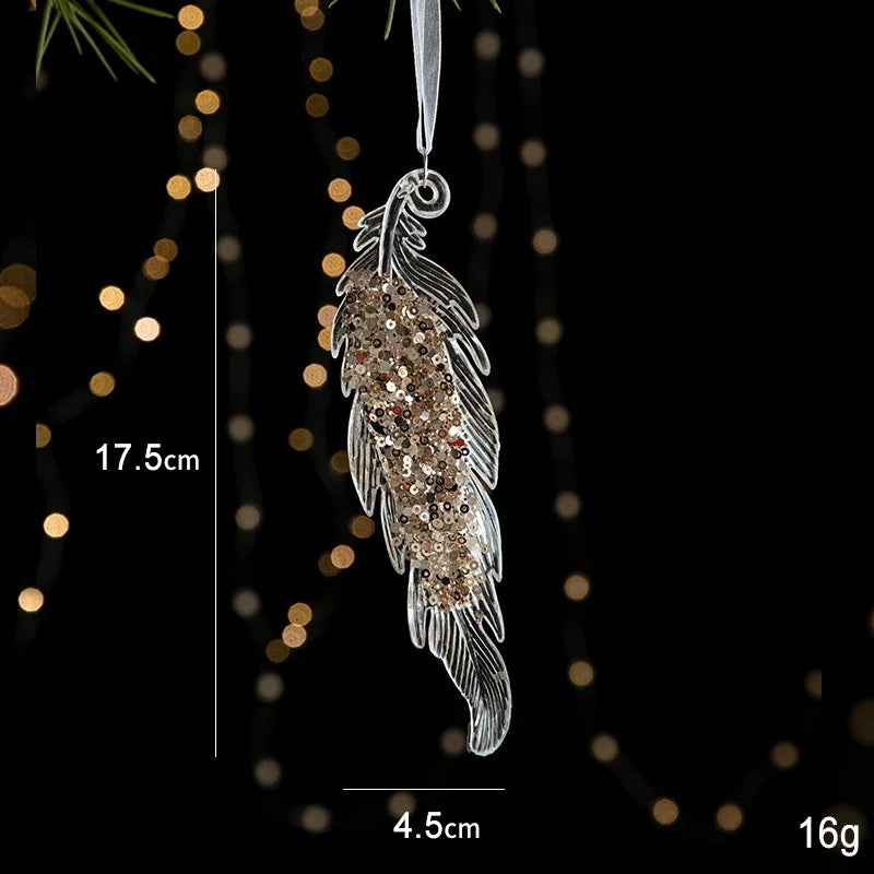 Christmas Ornaments Sequins Acrylic Transparent Snowflake Pendant Hanging Decor Christmas