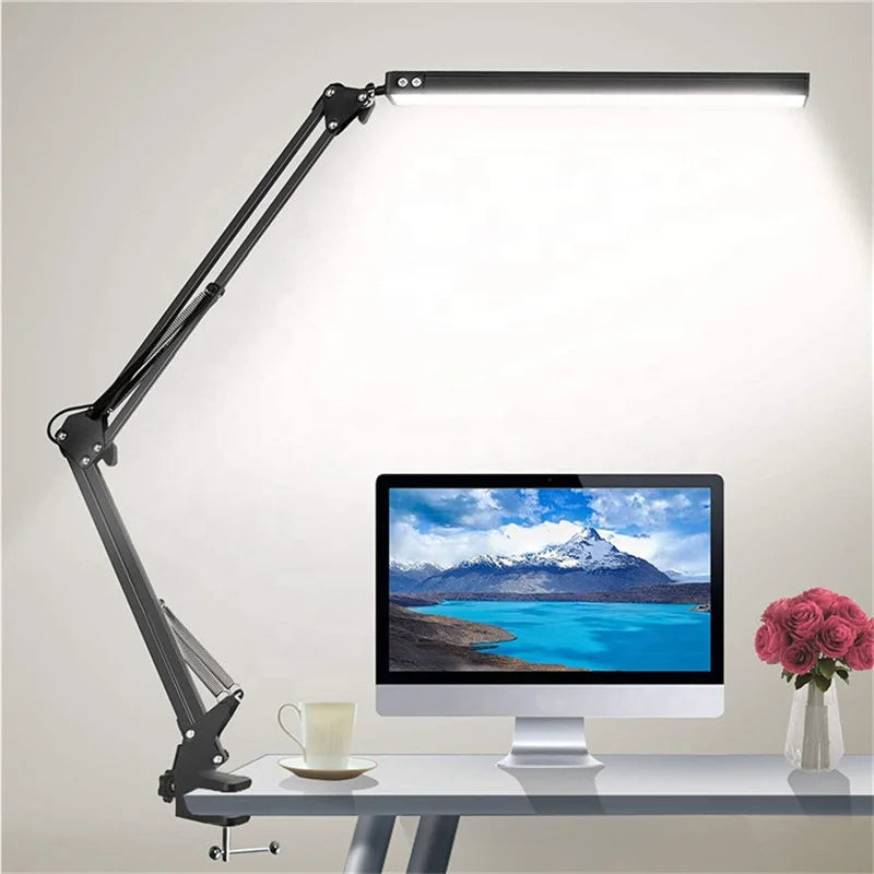 12W Folding Desk Lamps 3 Color Temperature 10-Level Dimming Led Nail Desk Lamp With Clamp