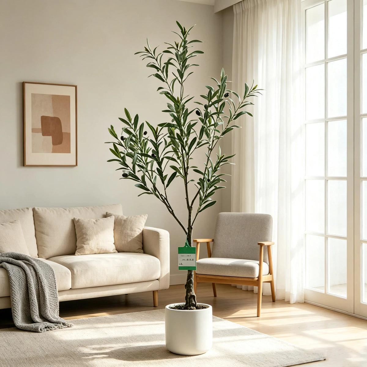 Lifelike Real Touch Artificial Potted Olive Tree Decorative Faux Plant for Indoor Outdoor
