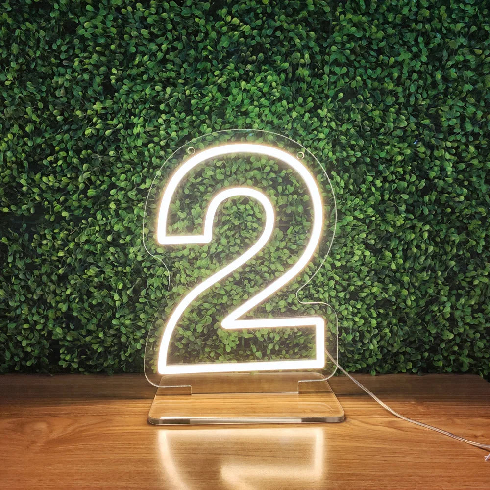 Number LED Neon Sign Large Neon Light Clear Acrylic Backboard Advertising Signage Home