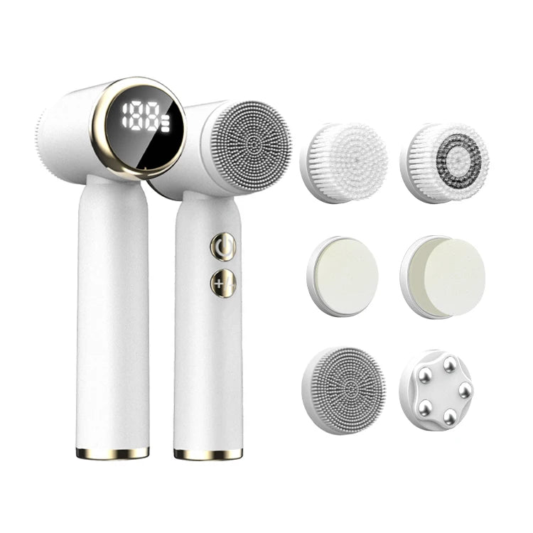 Led Waterproof Face Cleaning Brush Exfoliating Massage Face Wash Brush Silicone Electric