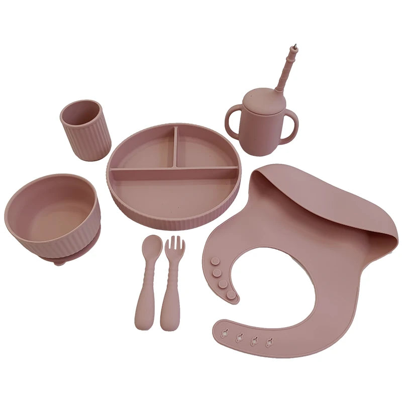 Silicone Tableware Baby Products Eating Set Feeding Supplies Dining Plate Set Baby
