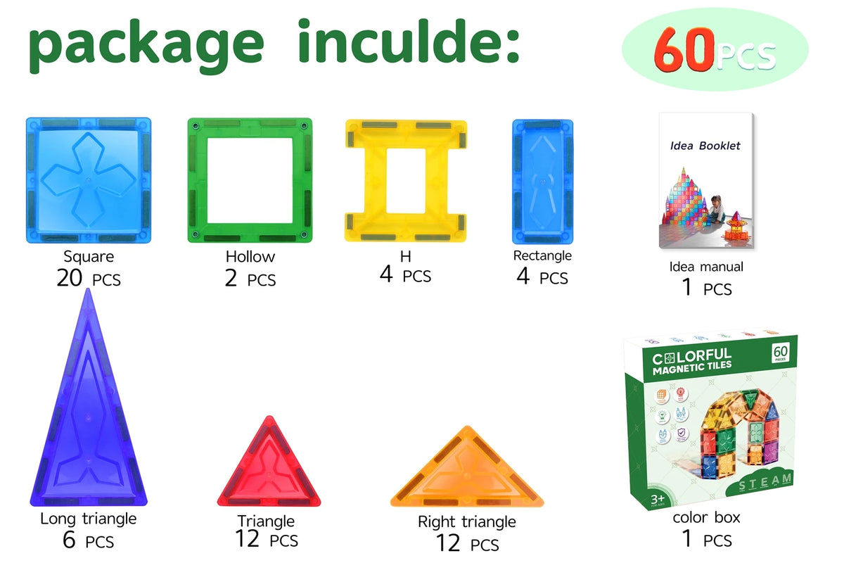 Magnetic Building Blocks STEM Educational Magnet Toys Building Strongest Magnetic Tiles