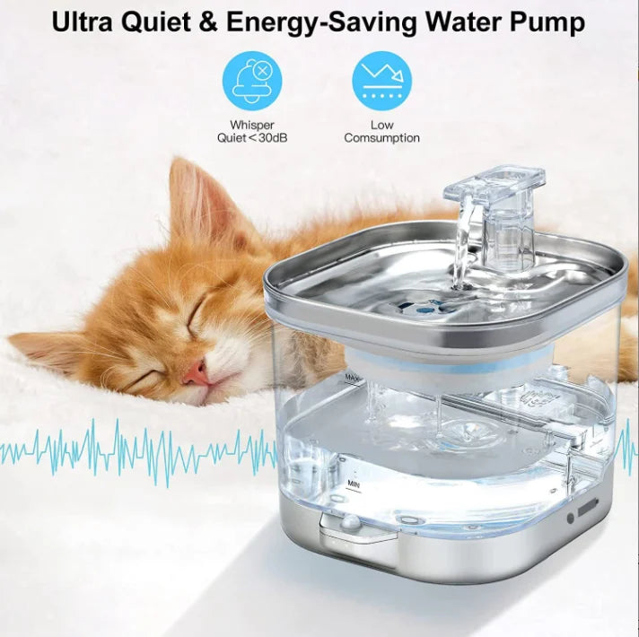 New Stainless Steel Cat Water Fountain Automatic 5000mAh Wireless Cat Fountain Automatic