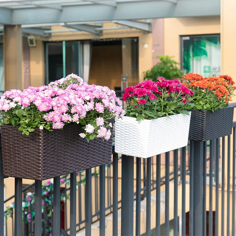 Large Home & Indoor/Outdoor Plastic Planters Pots Self Watering Lightweight Square Shape
