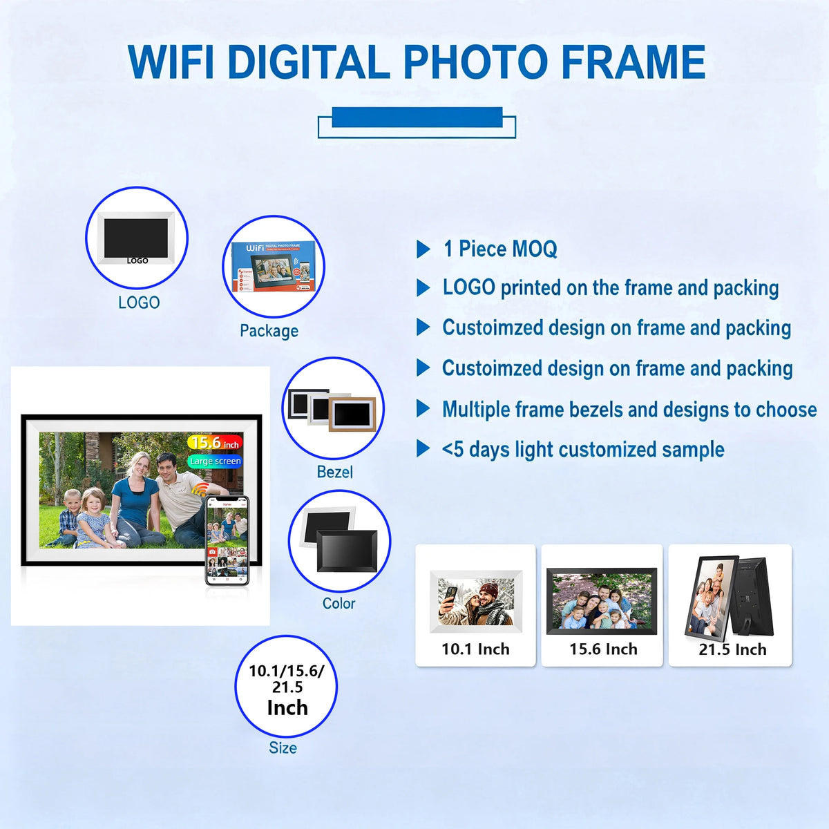 High Resolution Digital Frame 15.6 Inch Electronic Frame Picture Display 1920x1080 IPS