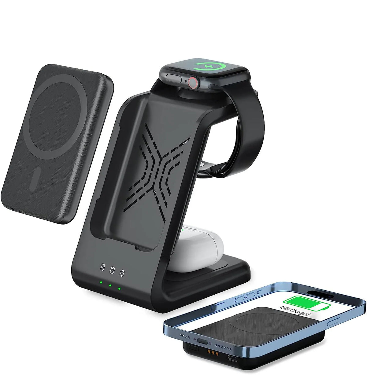 3in1 Wireless Charging Station 5000mAh Wireless Power Bank 15W 3in1 Magnetic Wireless