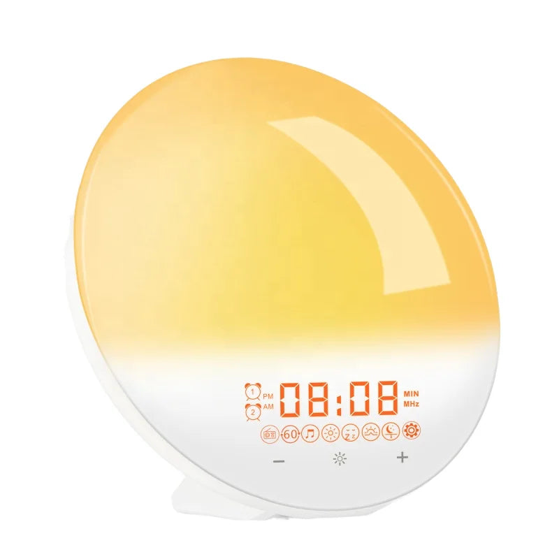Dimmable RGB Colorful Rechargeable Night Light,Smart Sunrise Wake-Up Alarm Clock, LED