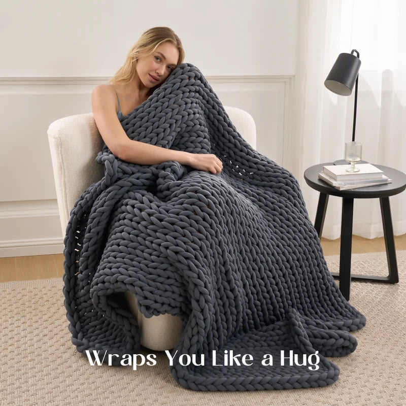 Cooling Weighted Blanket Hand Knitted Chunky Knit Throw for Hot Sleepers Breathable Glass