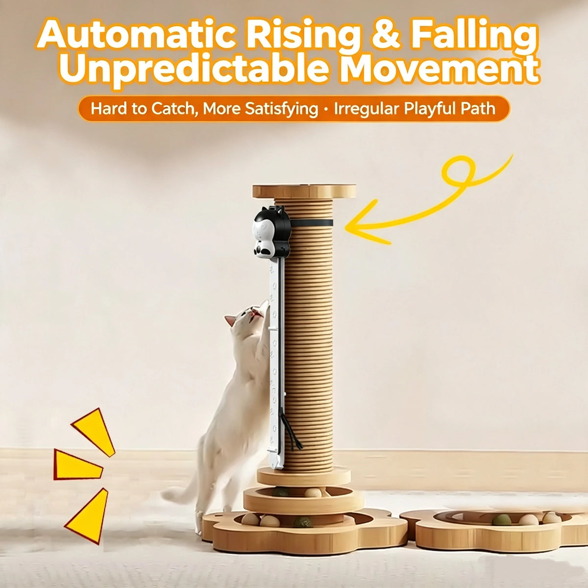 ChongxinIOT Interactive Cat Toy 2 in 1 Automatic Up Down Teaser with Suction Cup Hook