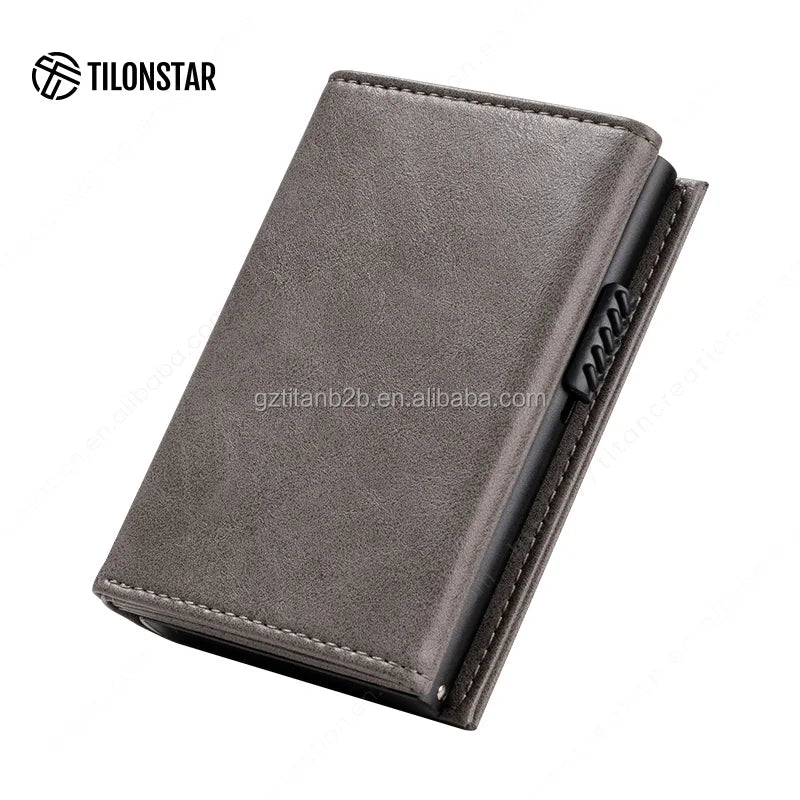 Minimalist Carbon Fiber RFID Metal Wallet Smart Aluminum Wallet Men Mini Card Protector
