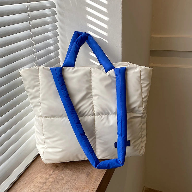 Large Capacity Shoulder Bag Women Fashion Nylon Puffer Handbag Woman Soft Quilted
