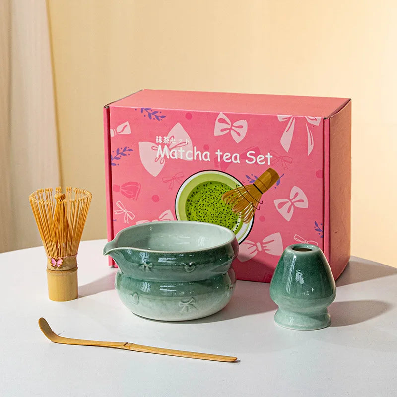 Chinese New Eco-Friendly Pink Whisk Mixing Kits Matcha Gift Set 5pcs Set Matcha Tea Set
