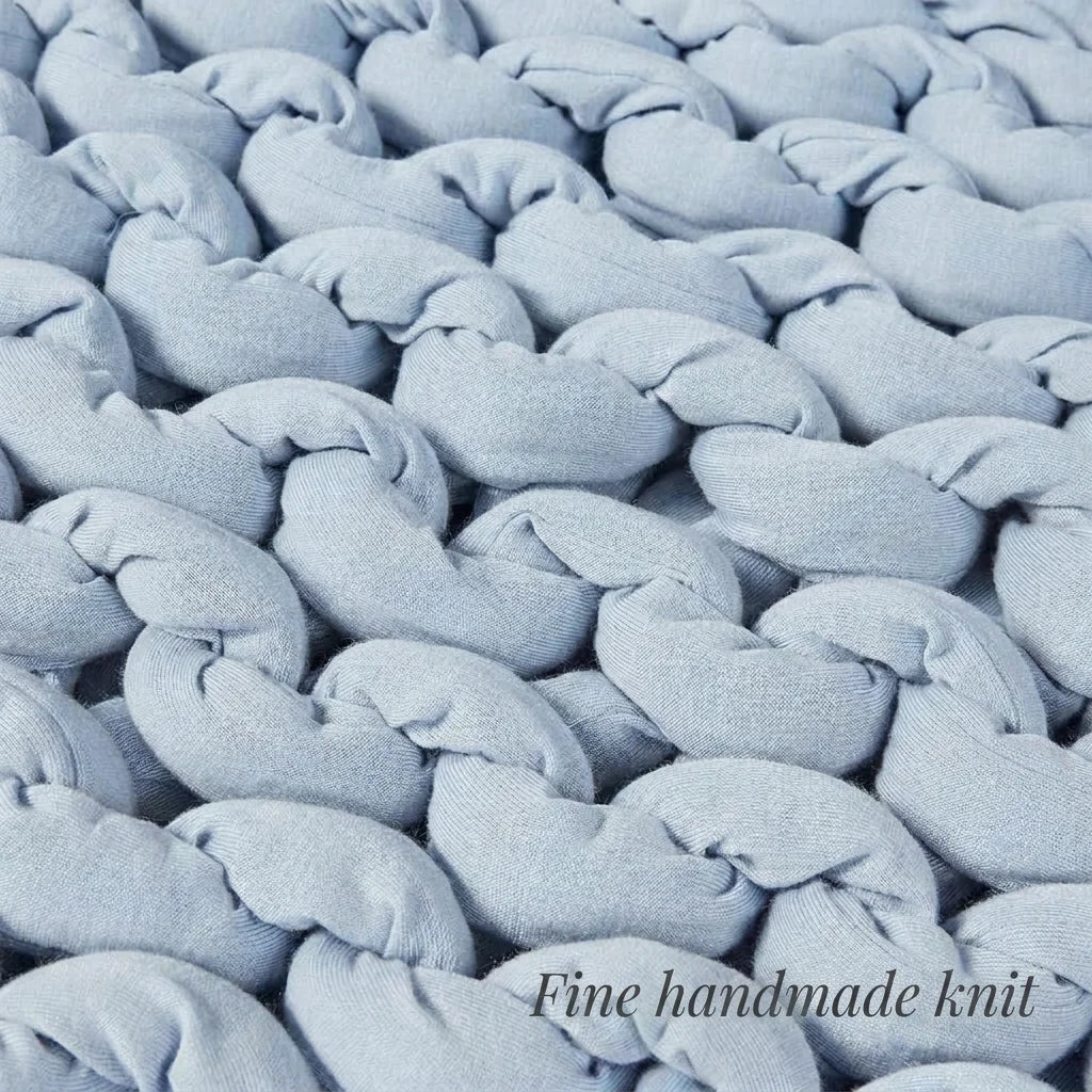 Handmade Premium Chunky Knitted Weighted Blanket for Anxiety Relief, Breathable Cotton