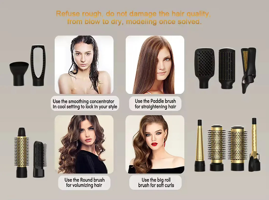 2 in 1 One-Step Hot Air Brush, Professional Salon Hair Dryer Brush Multifunctional Fast