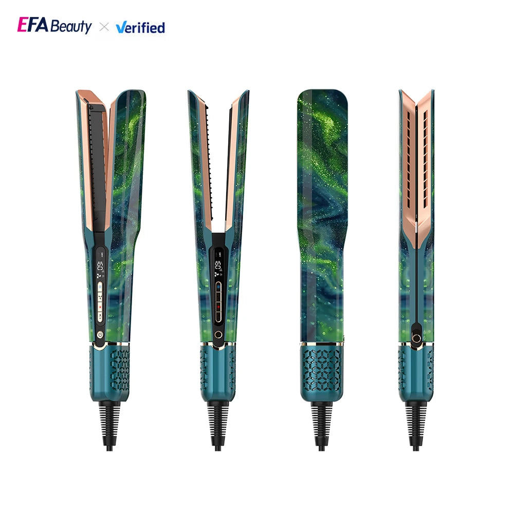 Professional Steam Hair Straightener with Ceramic Brush