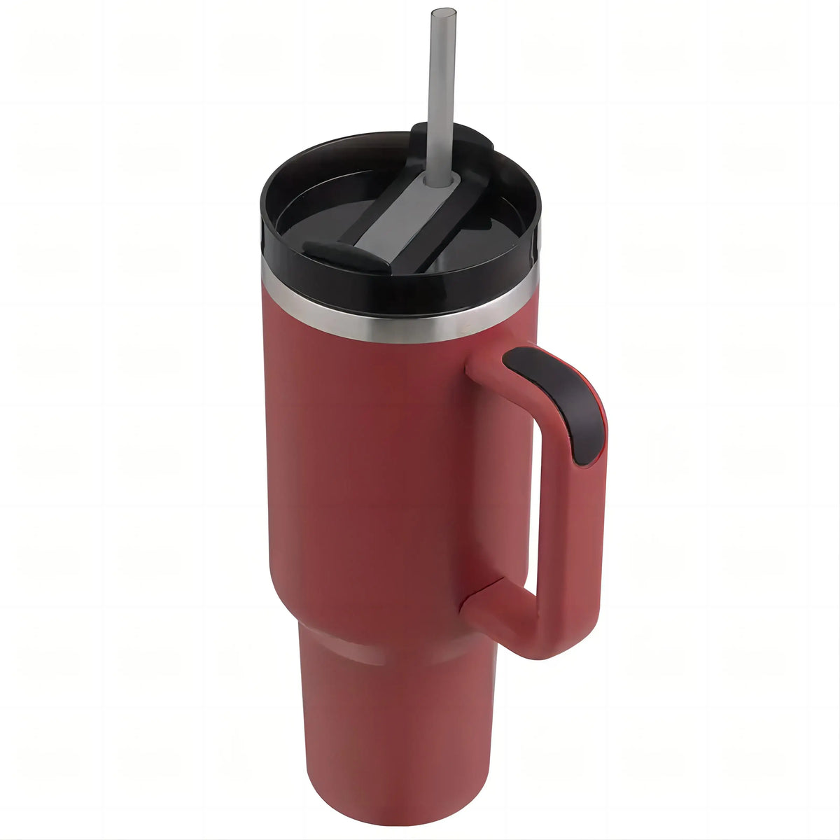 Double Walled Insulated Vacuum Stainless Steel 40Oz Tumbler With Straw Handle And Lid