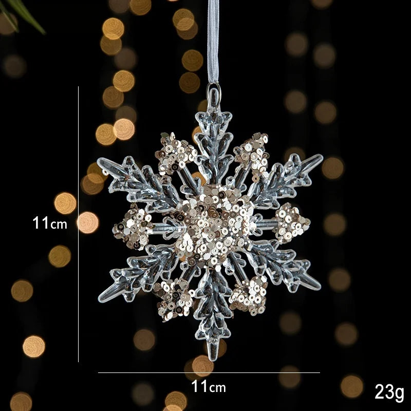 Christmas Ornaments Sequins Acrylic Transparent Snowflake Pendant Hanging Decor Christmas