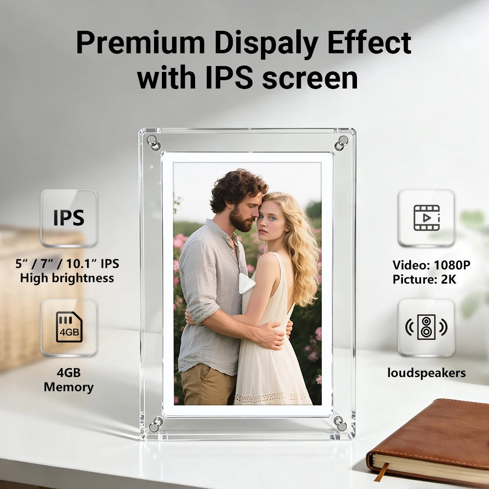 Picture Video Playback 5/7/10 Inch IPS Screen 4GB With Battery Acrylic Digital Photo