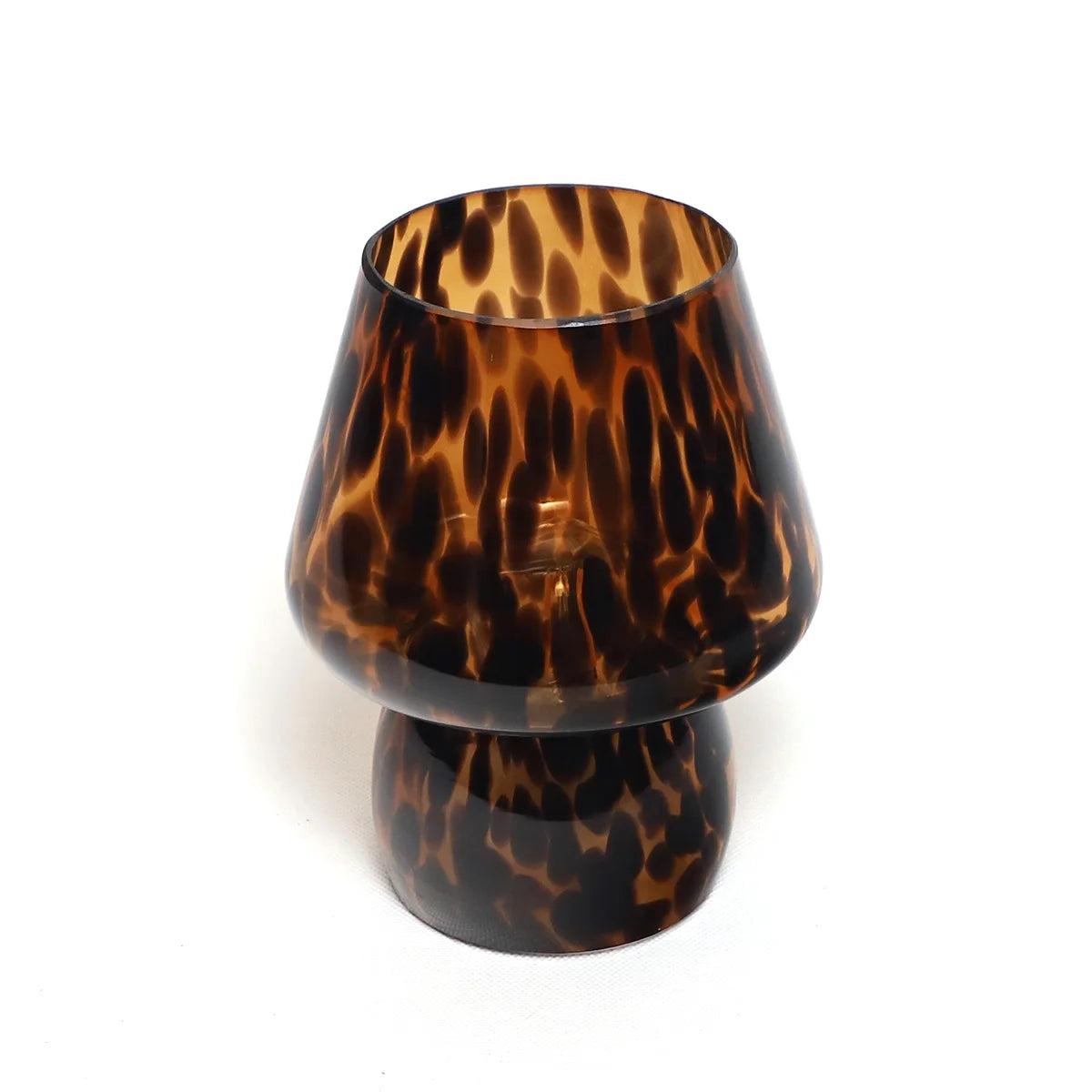 Hollow Blown Glass Leopard Print Mushroom Tabletop Reading Lamp Home Bedroom Elegant