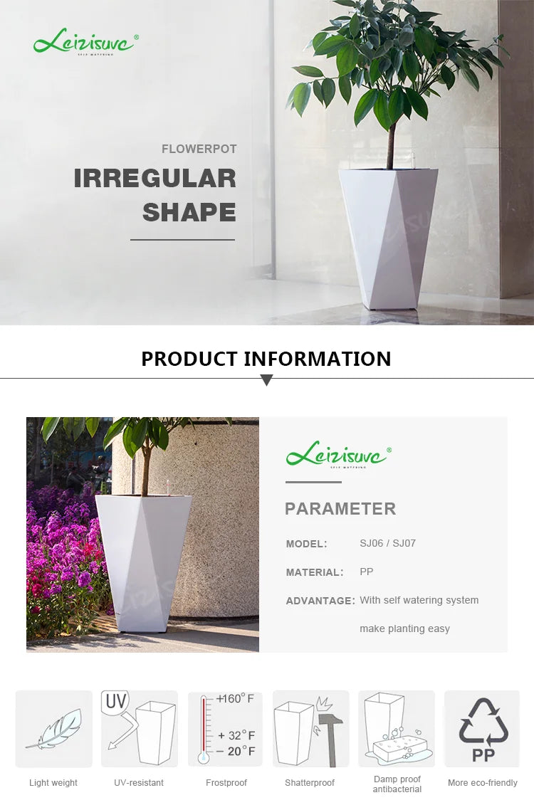 Square Cylinder Flower Pot Planter With Self-Watering Function For Home Office