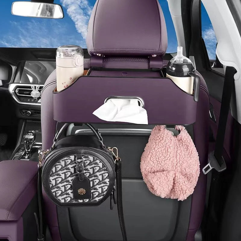 Luxury Car Back Seat Organizer Backseat Car Tissue Box Holder Cup Bottle Holder Auto Car