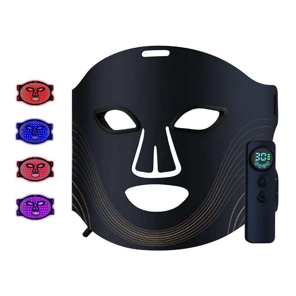 Silicone LED Face Mask with 4 Light Colors, 630nm Red and 850nm Infrared