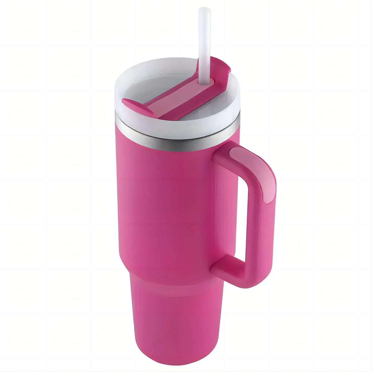 Double Walled Insulated Vacuum Stainless Steel 40Oz Tumbler With Straw Handle And Lid