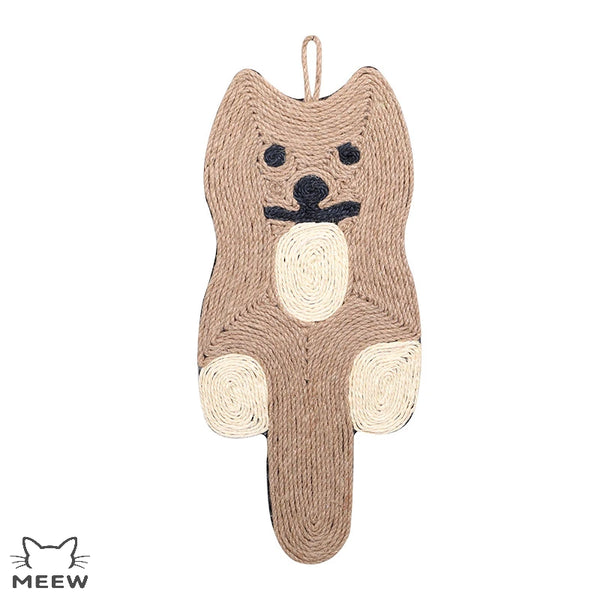 Cartoon Cat Shaped Sisal Cat Scratcher Mat Hanging Wall Mounted Cat Scratch Pad Natural