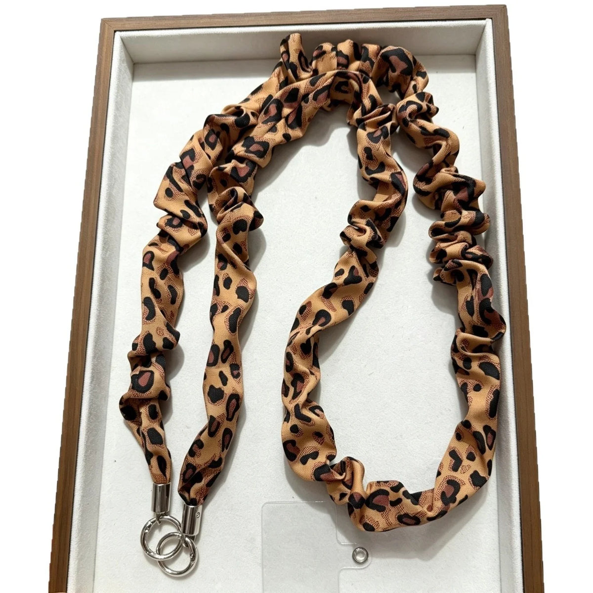 Autumn/Winter Leopard-Print Fabric Phone Strap Long Crossbody Lanyard High-End Alloy