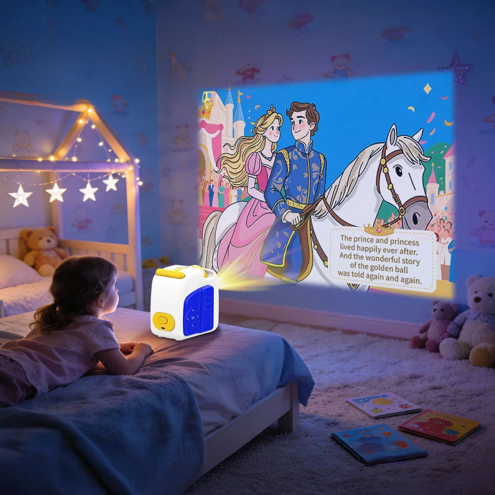 Kids Story Projector 4 Story Disks Portable Night Light Customizable Children Projection