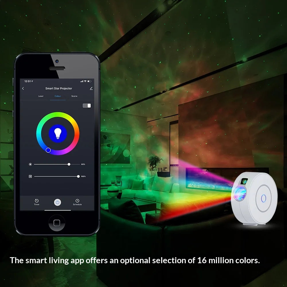 Smart WiFi Galaxy Star Projector with Built-In Speakers and App Control