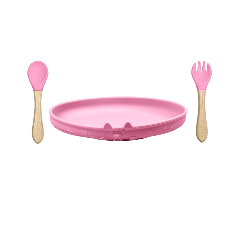 Food Grade Silicone Baby Feeding Set With Cup Bowl Plate Bib Spoon and Fork Easy Clean