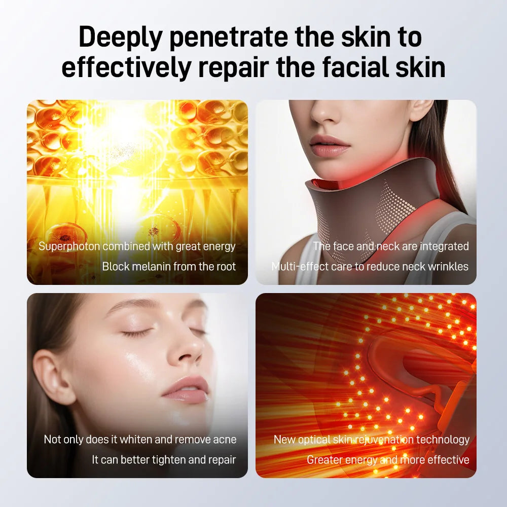 3D Silicone LED Face and Neck Mask with 4 Light Colors Including Red