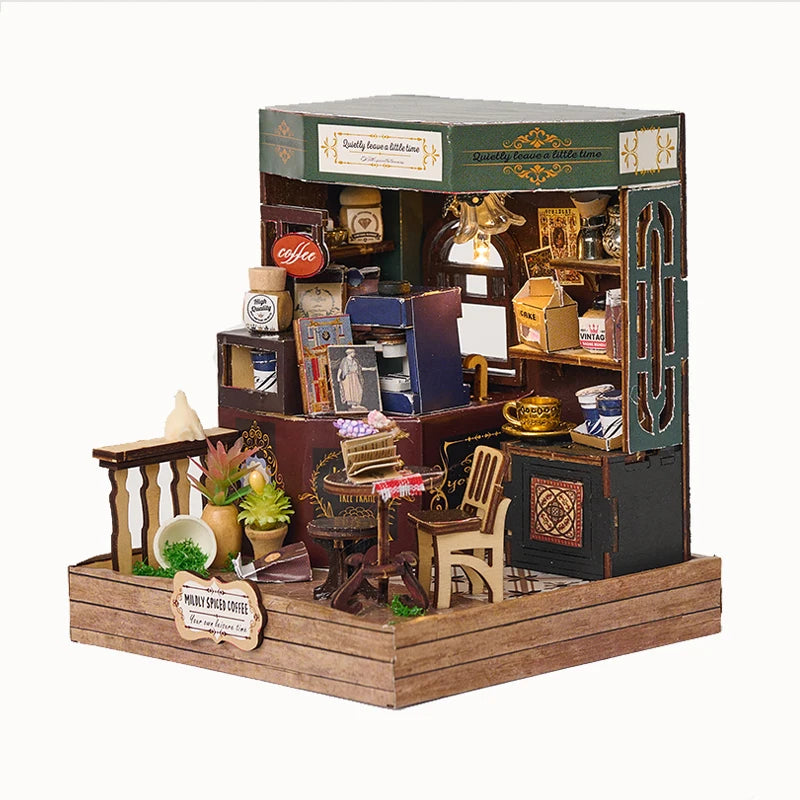 DIY 3D Wooden Puzzle Toy Handmade 3D Puzzle Miniature House Kit Doll House With Mini Wood