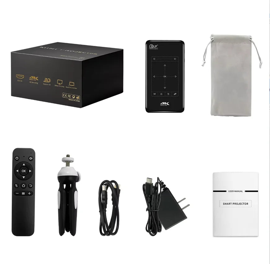 Direct P09 Pocket DLP Projector 100 ANSI Battery5000mAh Android 14 Portable Projector