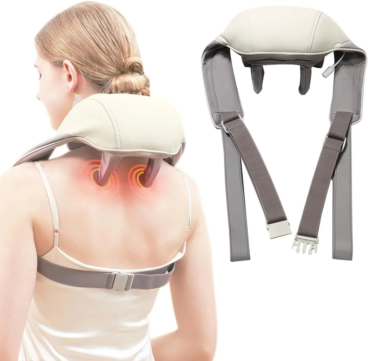 Wireless Shiatsu Neck and Shoulder Massager with Heat for Car and Home