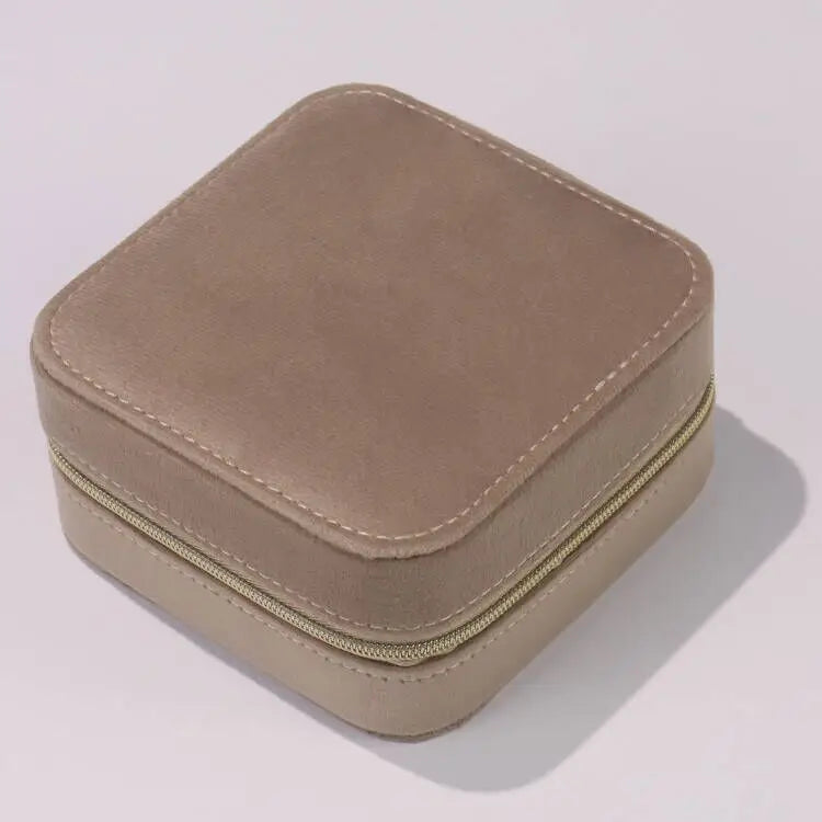 Tongxing Velvet Travel Jewelry Organizer Box Portable Square Jewellery Storage Case