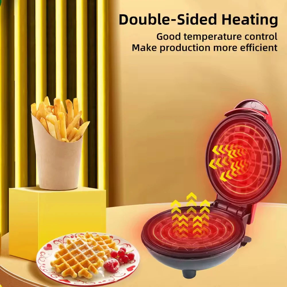 Mini Electric Waffle Maker for Breakfast Sandwich Home Bread Cake Baker with Pot Dutch