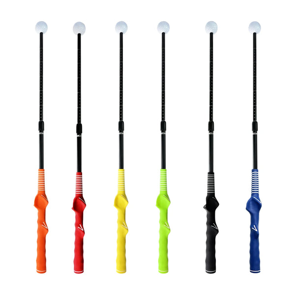 Golf Retractable Swing Trainer With Non-Slip Ergonomic Rubber Grip & Aluminum Alloy Rod